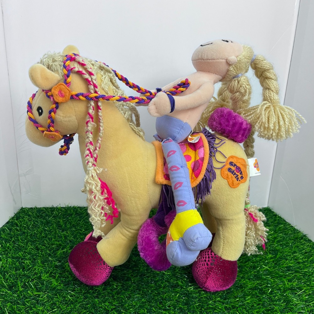 Manhattan Toy Groovy Girls Carissa Doll and Tan Plush Horse‎ Set Yellow Purple